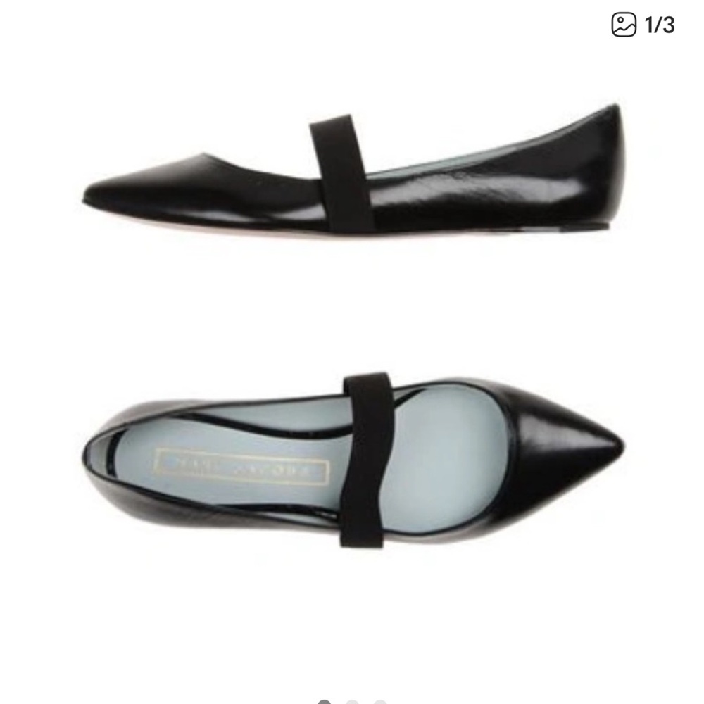 Marc Jacobs Black Halsey Leather Pointy  Flats